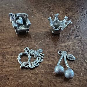 Mary Engelbreit Sterling Silver Charms crown queen cherries chair rare